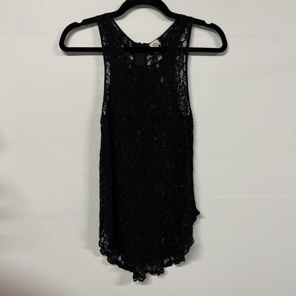 Aritzia Wilfred Sheer Lace Tank Top Black Size S High Low Zip Back Party Gothic